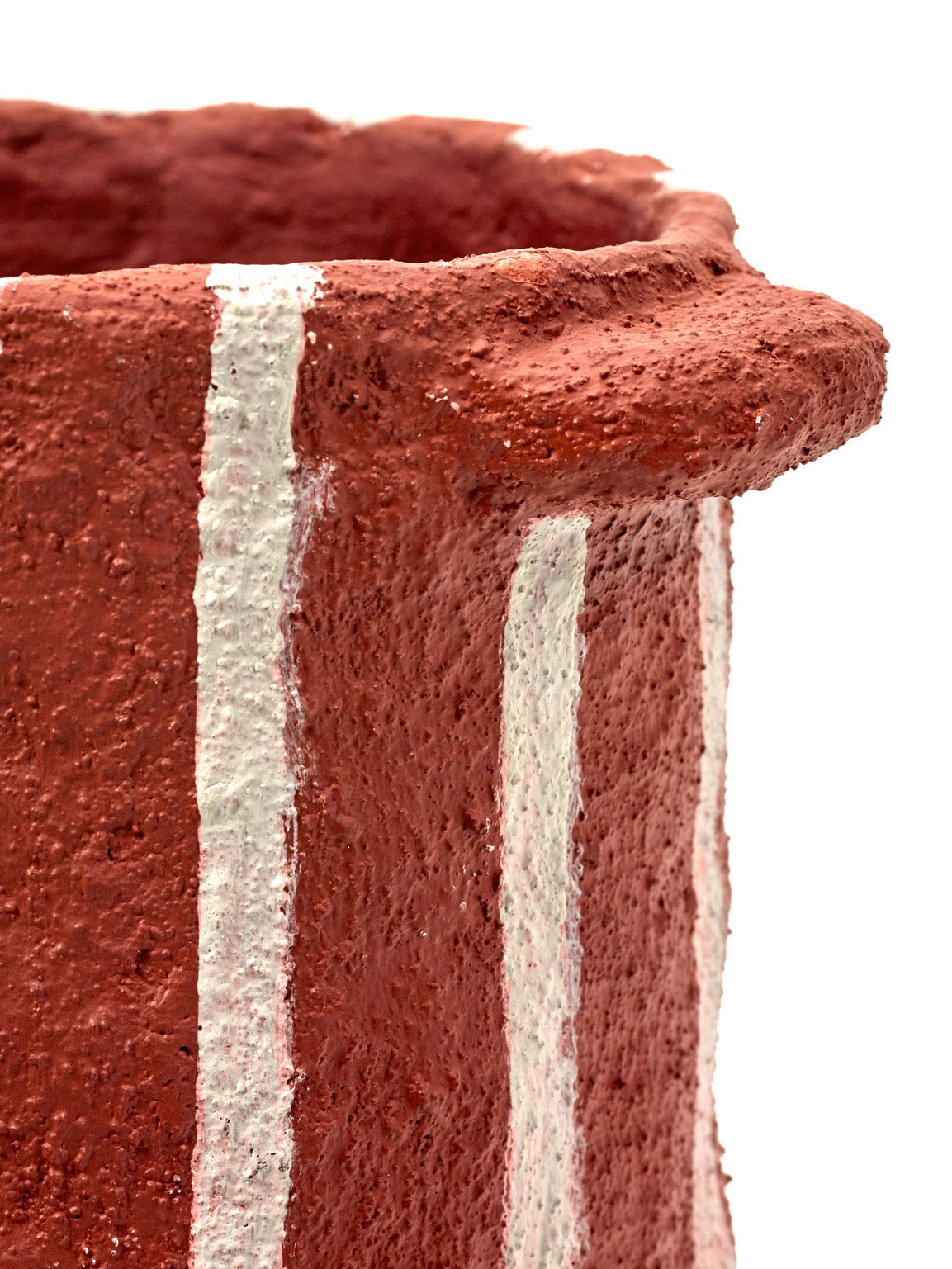 Earth Pot With Red Vertical Stripes (D)