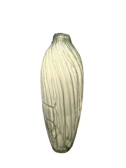 Tall Green Swirl Glass Vase
