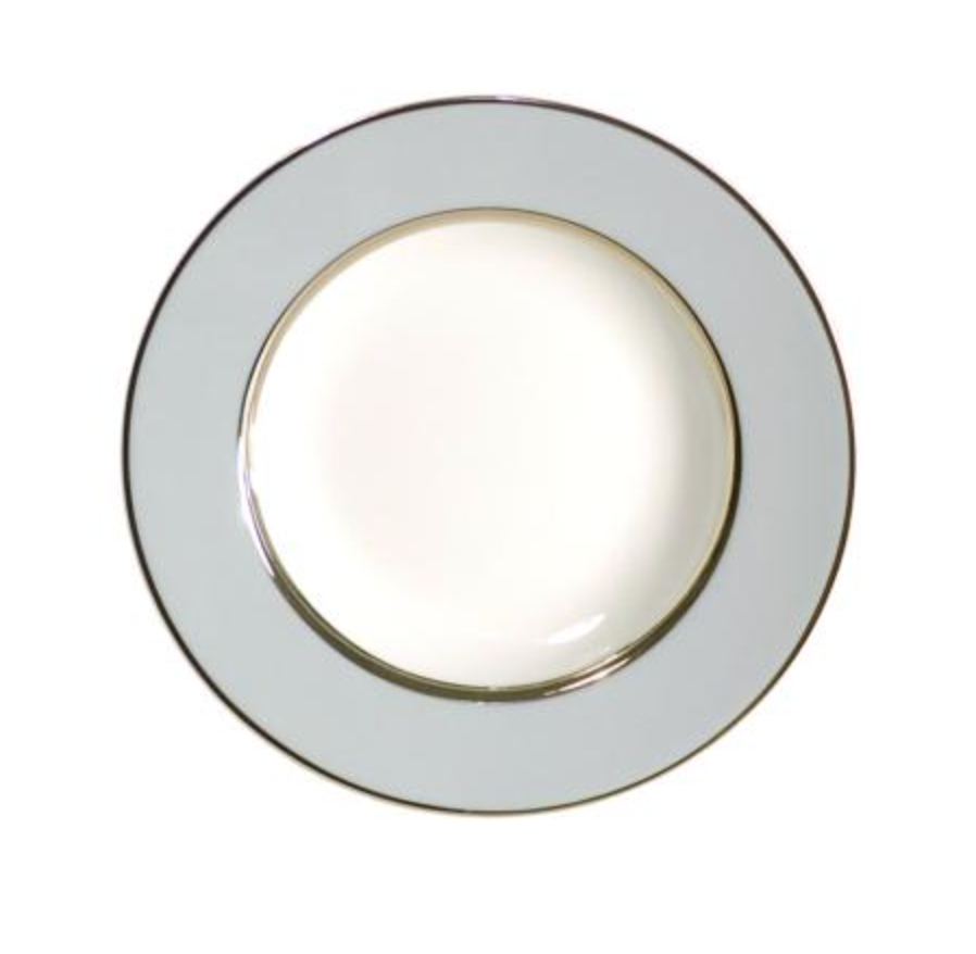 Mak Recamier Grey and Platinum Rim Soup Plate
