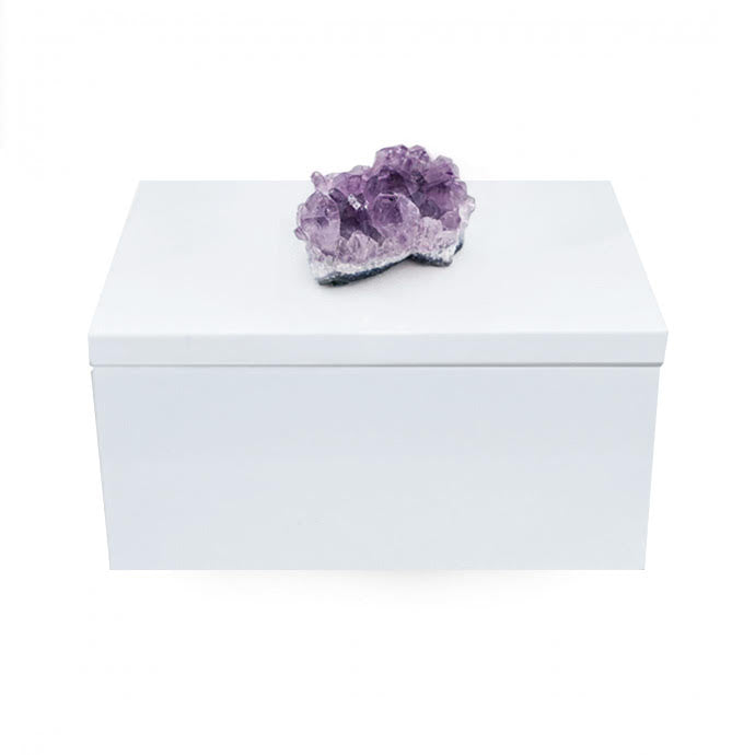 White Jewelry Box with Amethyst Chunk