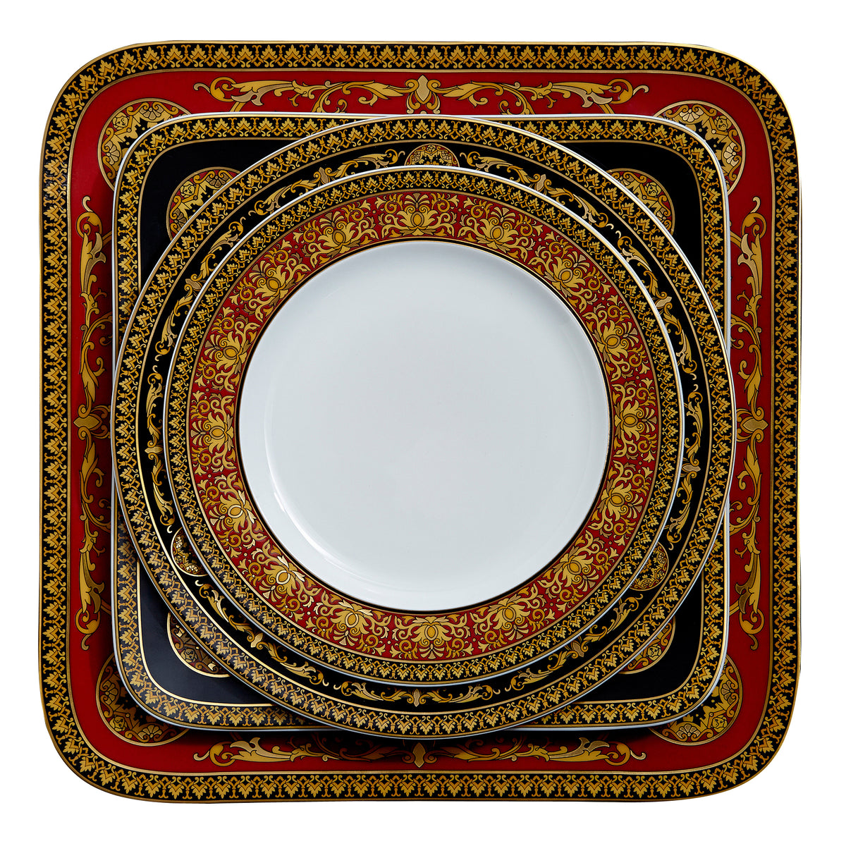 Medusa Red Porcelain Service Plate Square (D)