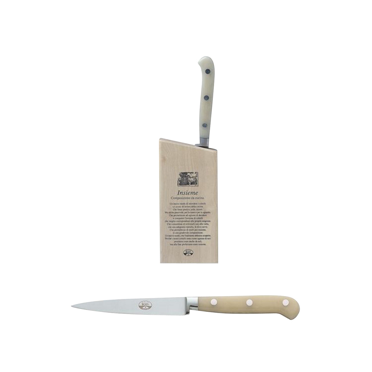Paring Knife with Lucite Handle  and Magnetized Wood Block