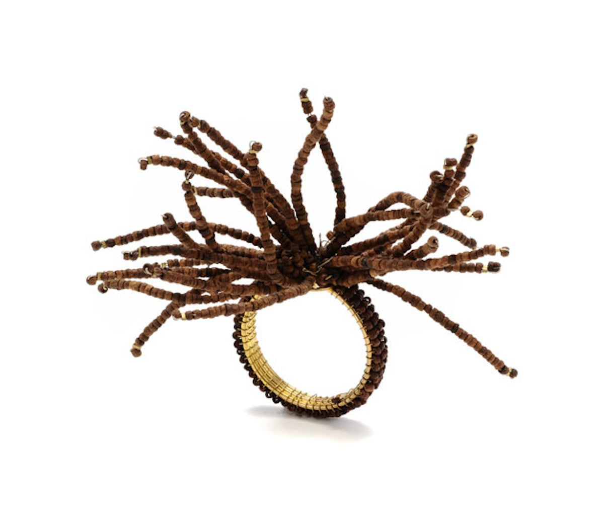 Wood Spider Bead Burst Napkin Ring (D)