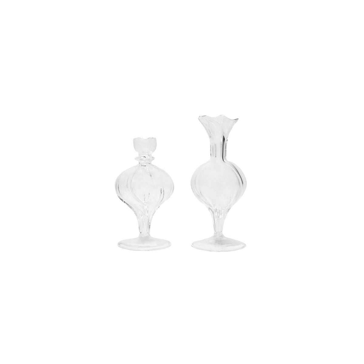 Medium Spherical Vase, Clear, Set of 2