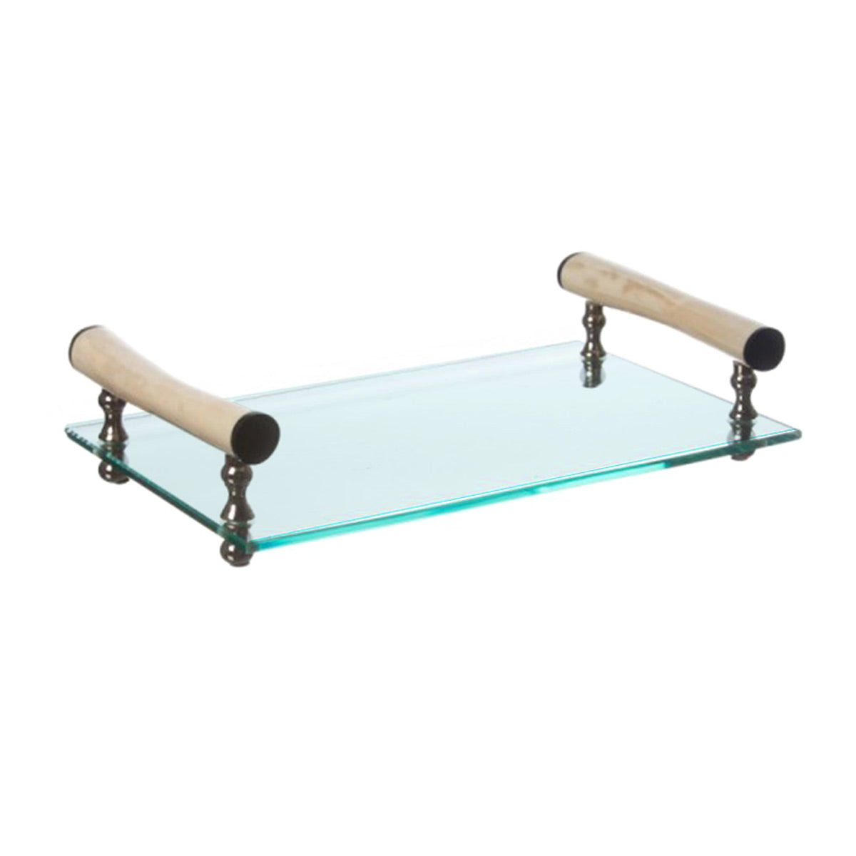 Glass Tray with White Bone Handle