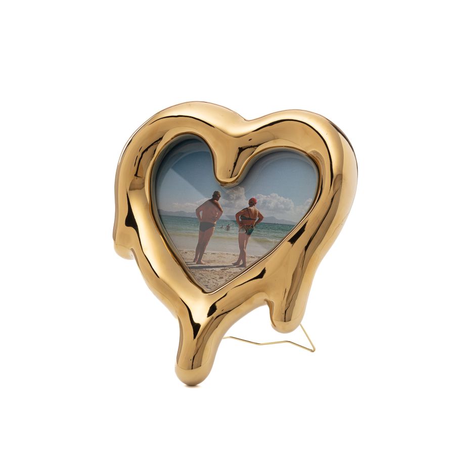 Melted Heart Mirror and Frame -  Gold