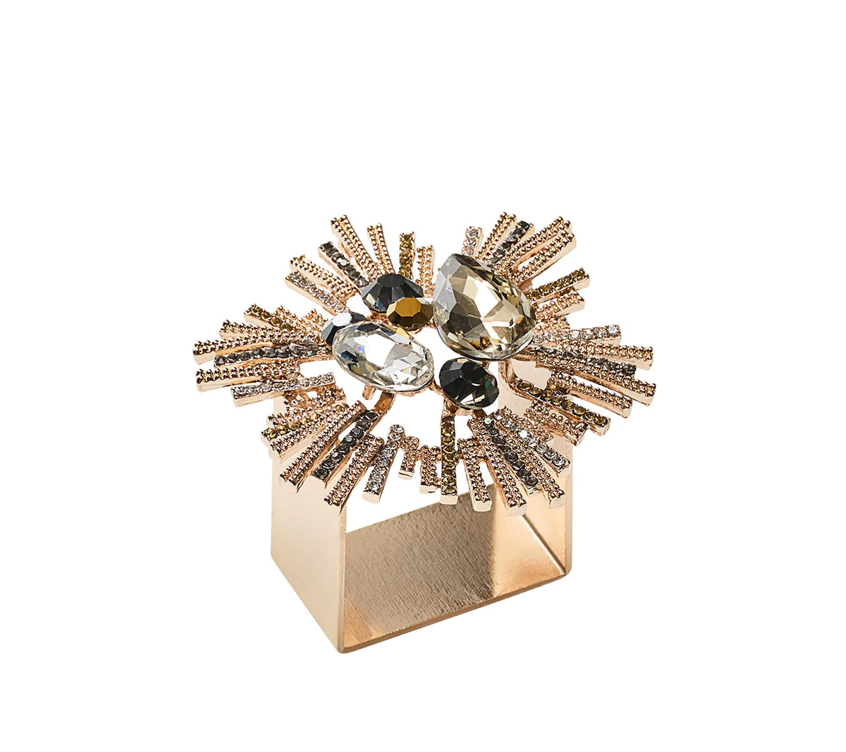 Bijoux Napkin Ring in Champagne &amp; Crystal, Set of 4
