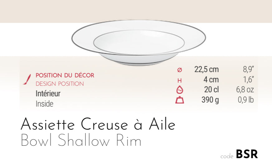 Cercle D&#39;Ecailles Rimmed Soup Bowl - Bleu Acier and Taupe - Platine Filet