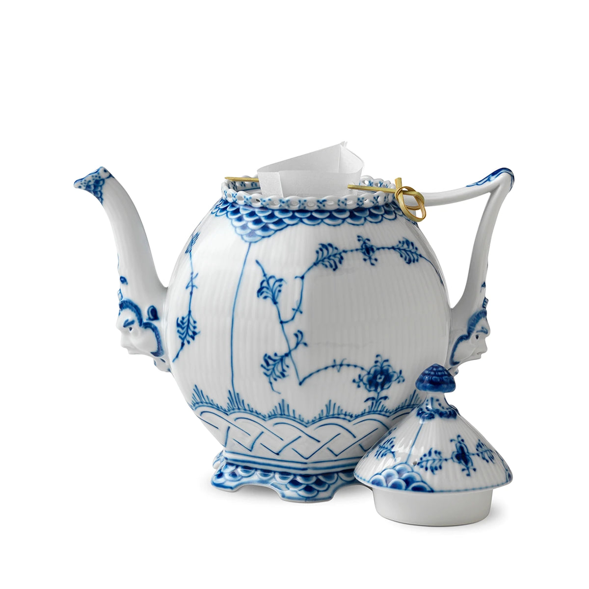 Blue Fluted Full Lace Teapot