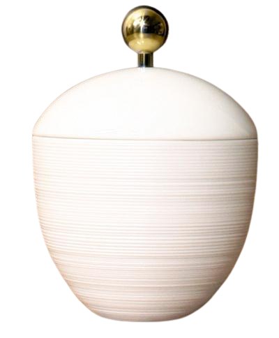Hemisphere White Sugar Bowl with Gold Accents