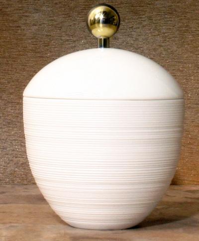 Hemisphere White Sugar Bowl with Gold Accents