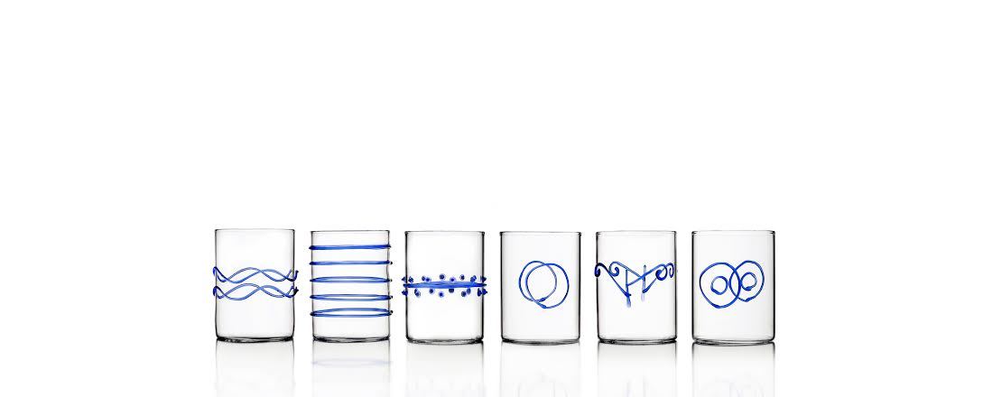 Deco Blue Shot Glasses, Set of 6