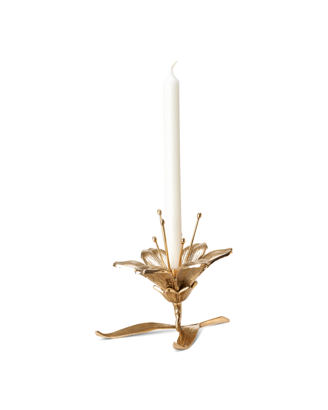 Beautiful Brass Floral Candle Set