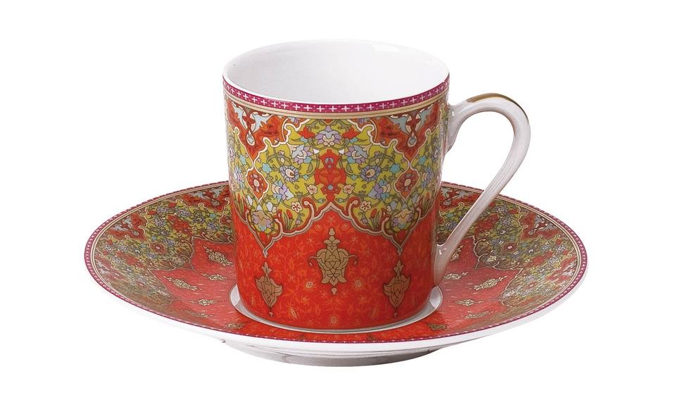 Dhara Red Coffee Cup and Saucer