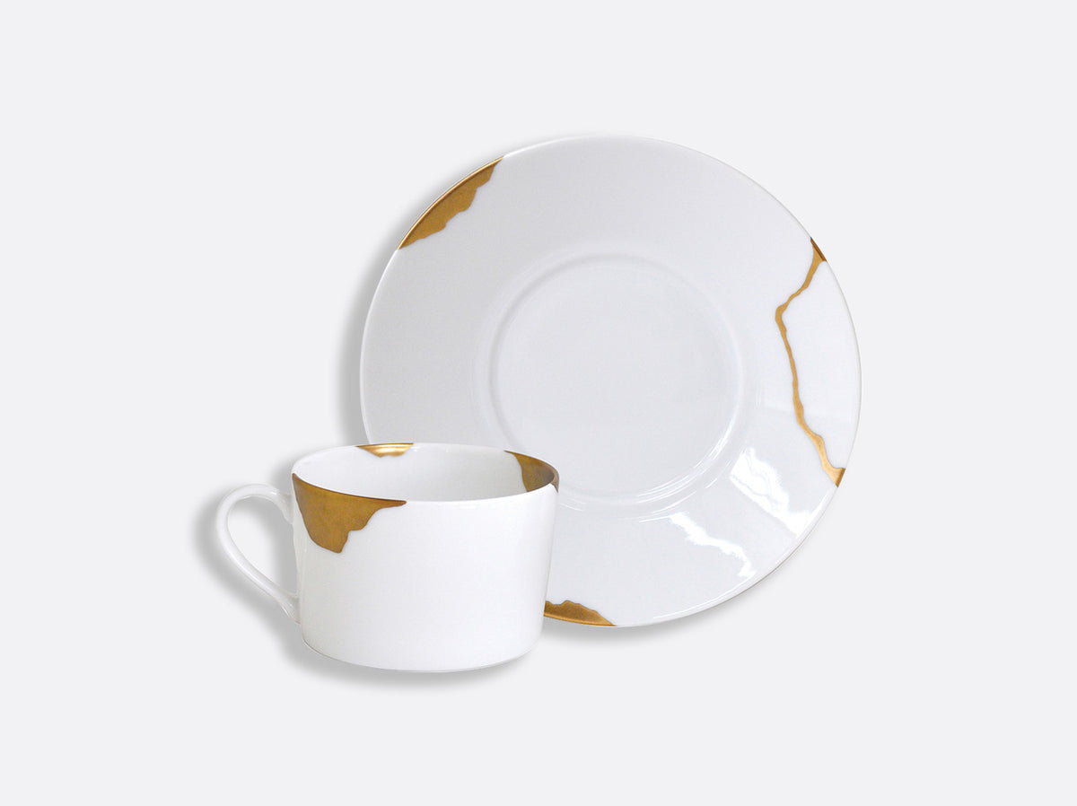 Kintsugi Breakfast Cups and Saucer, set of 2 Gift boxed set of 2