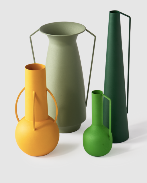 Green Roman Vases, Set of 4