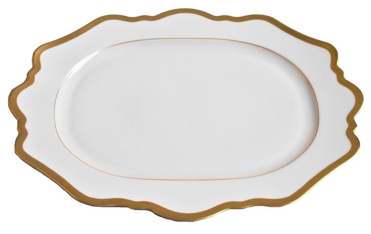 Antique White with Gold Oval Platter