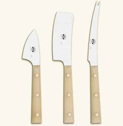Cheese Knives with Ivory Lucite Handle, Set of 3
