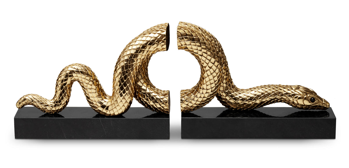 Snake Gold Bookends