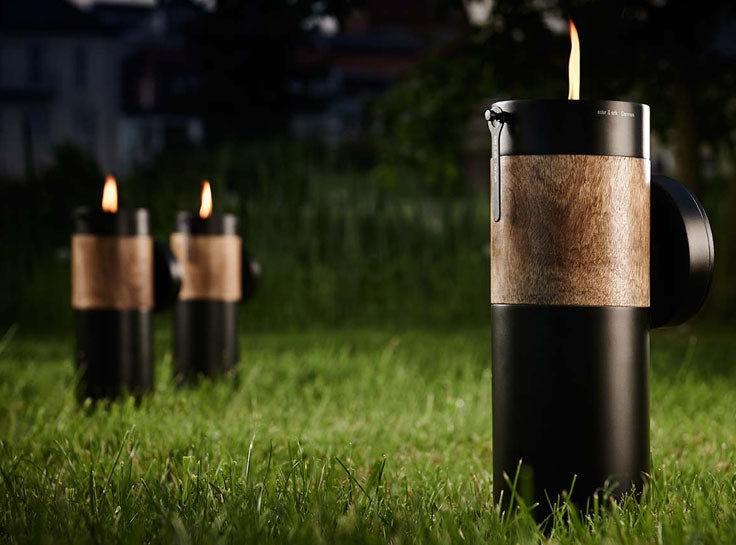 Garden Torch Black/Brown with Wax Candle