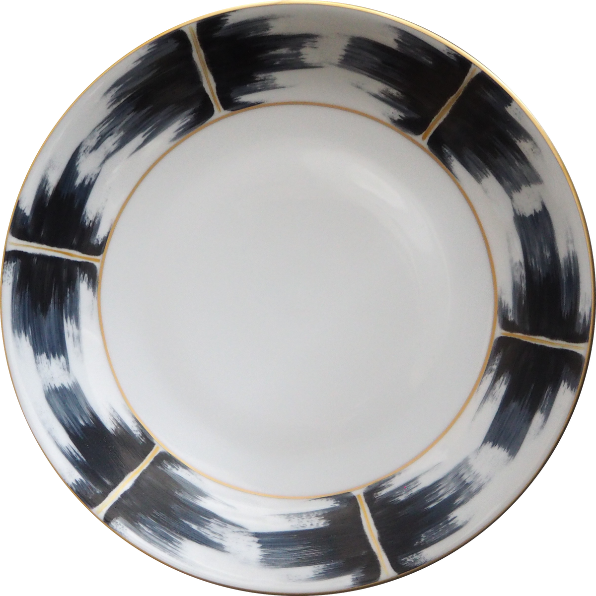 Kaleidoscope Blue, Black and Gold Dinner Plate