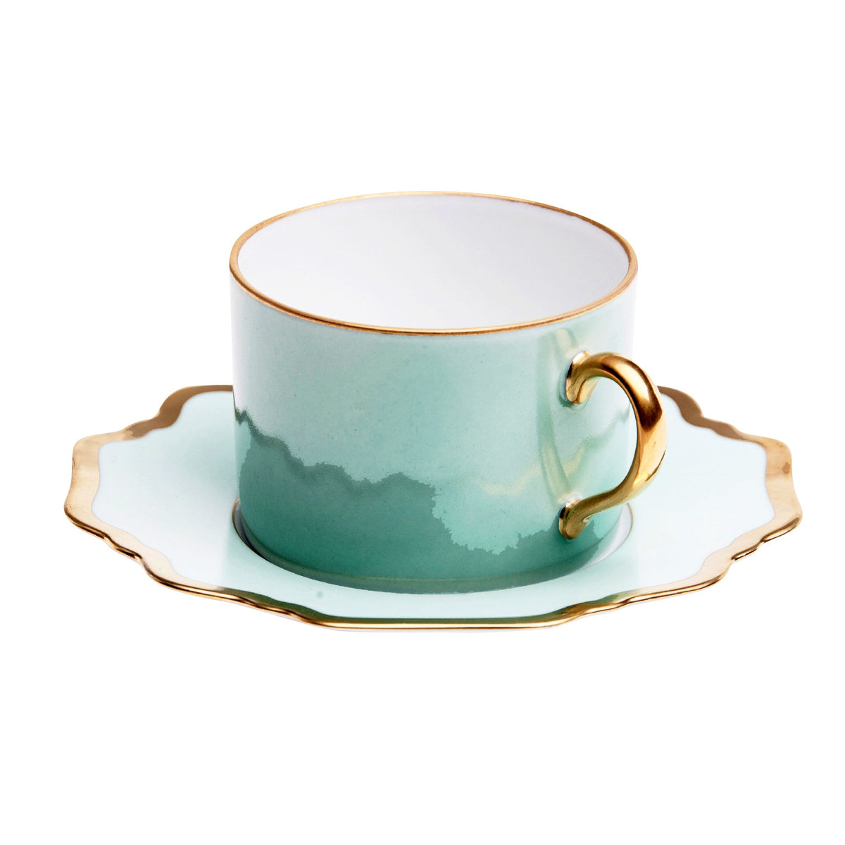 Anna&#39;s Palette Aqua Green Tea Cup and Saucer