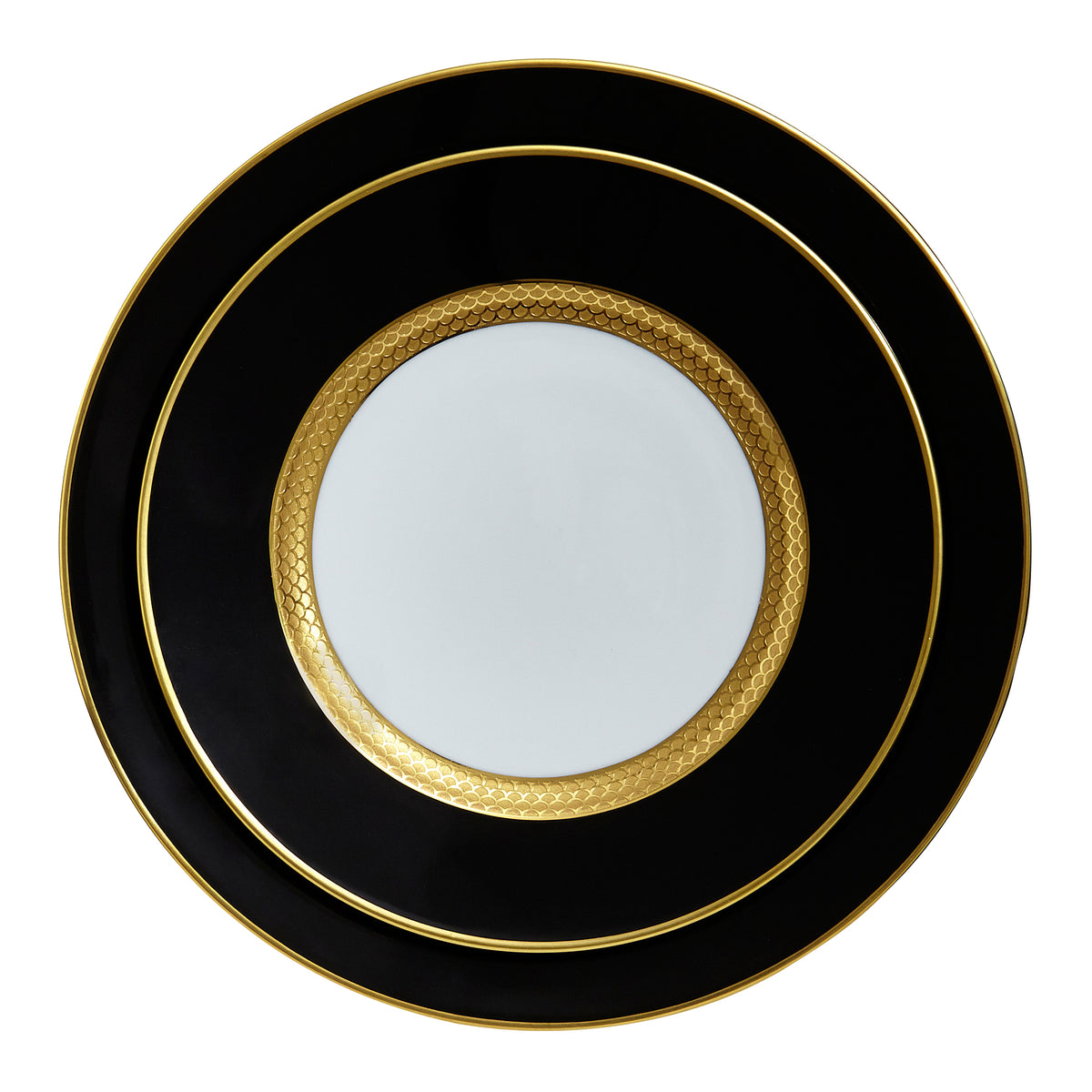Odyssee Gold with Black Porcelain Dinner Plate