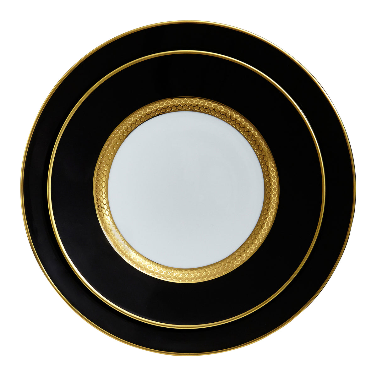 Odyssee Gold with Black Porcelain Dessert Plate