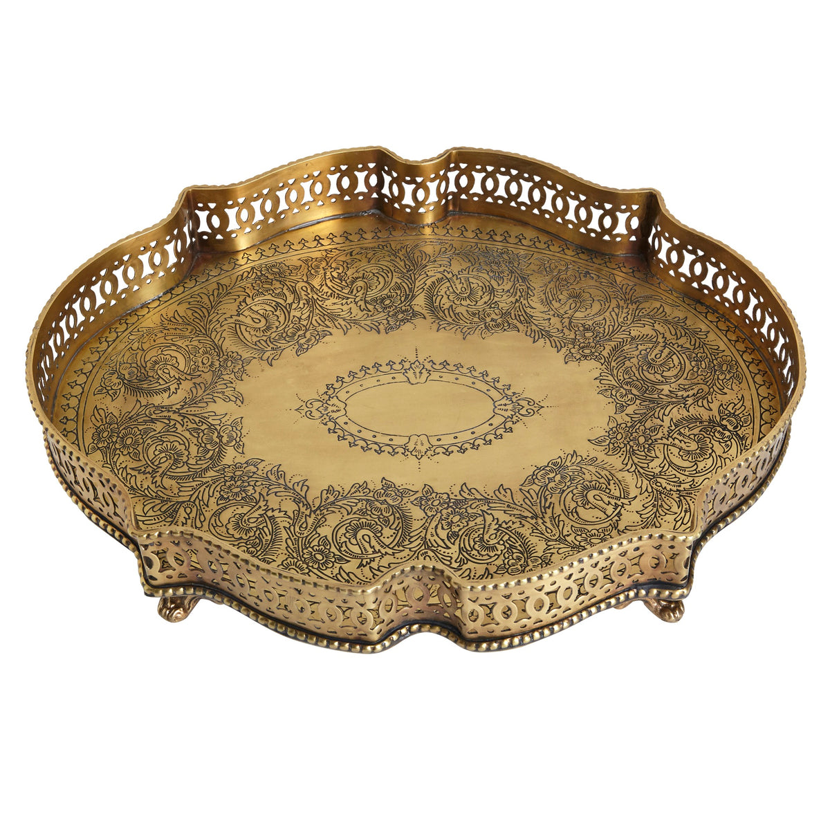 Floral Brass Tray