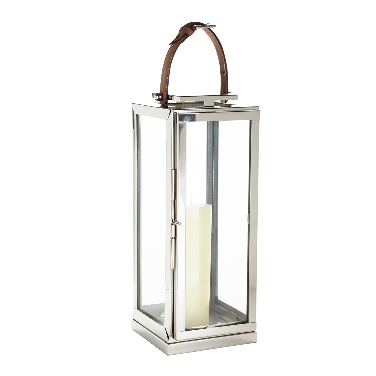 Small Lantern with Leather Buckle Handle
