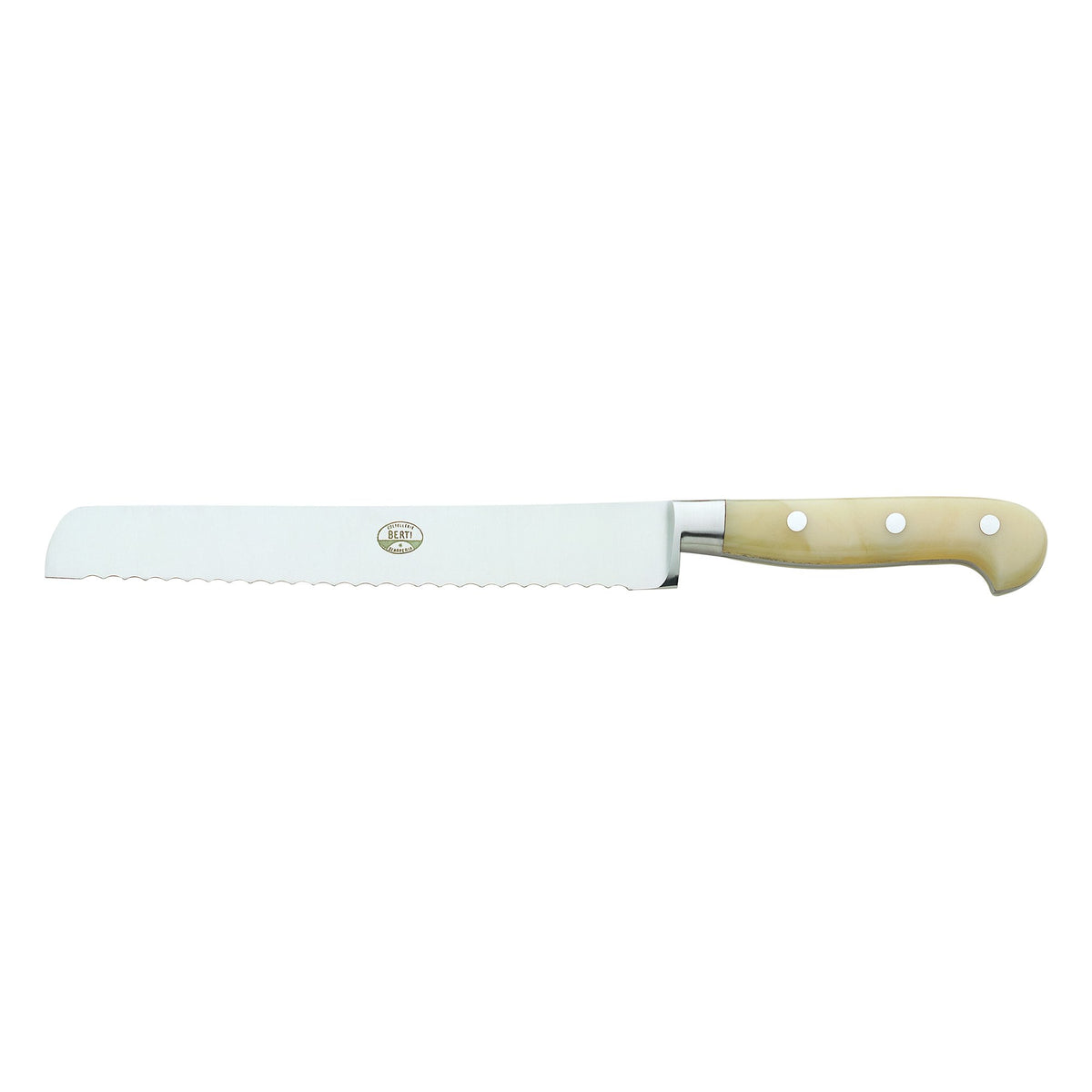 Bread Knife with Lucite Handle  and Magnetized Wood Block
