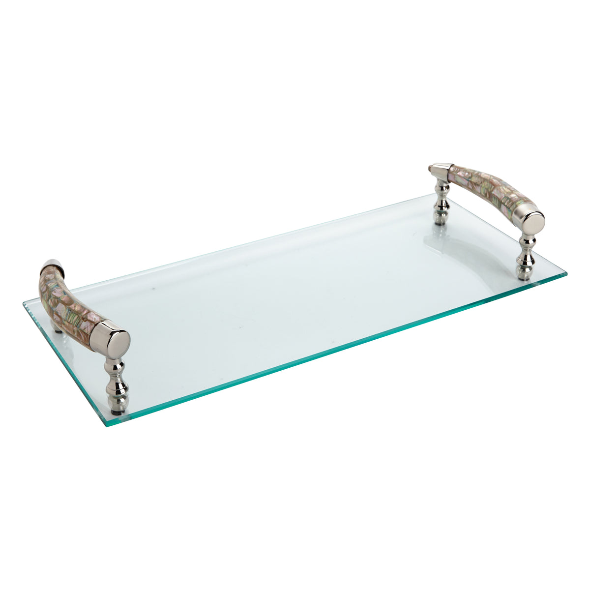 Glass Tray with Mother of Pearl Handle
