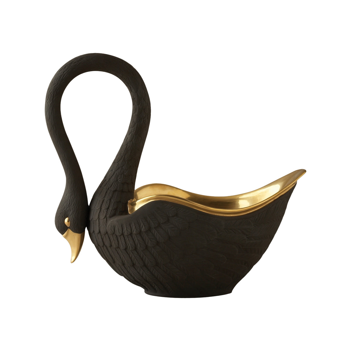 Grand Black Swan Bowl with 24K Gold