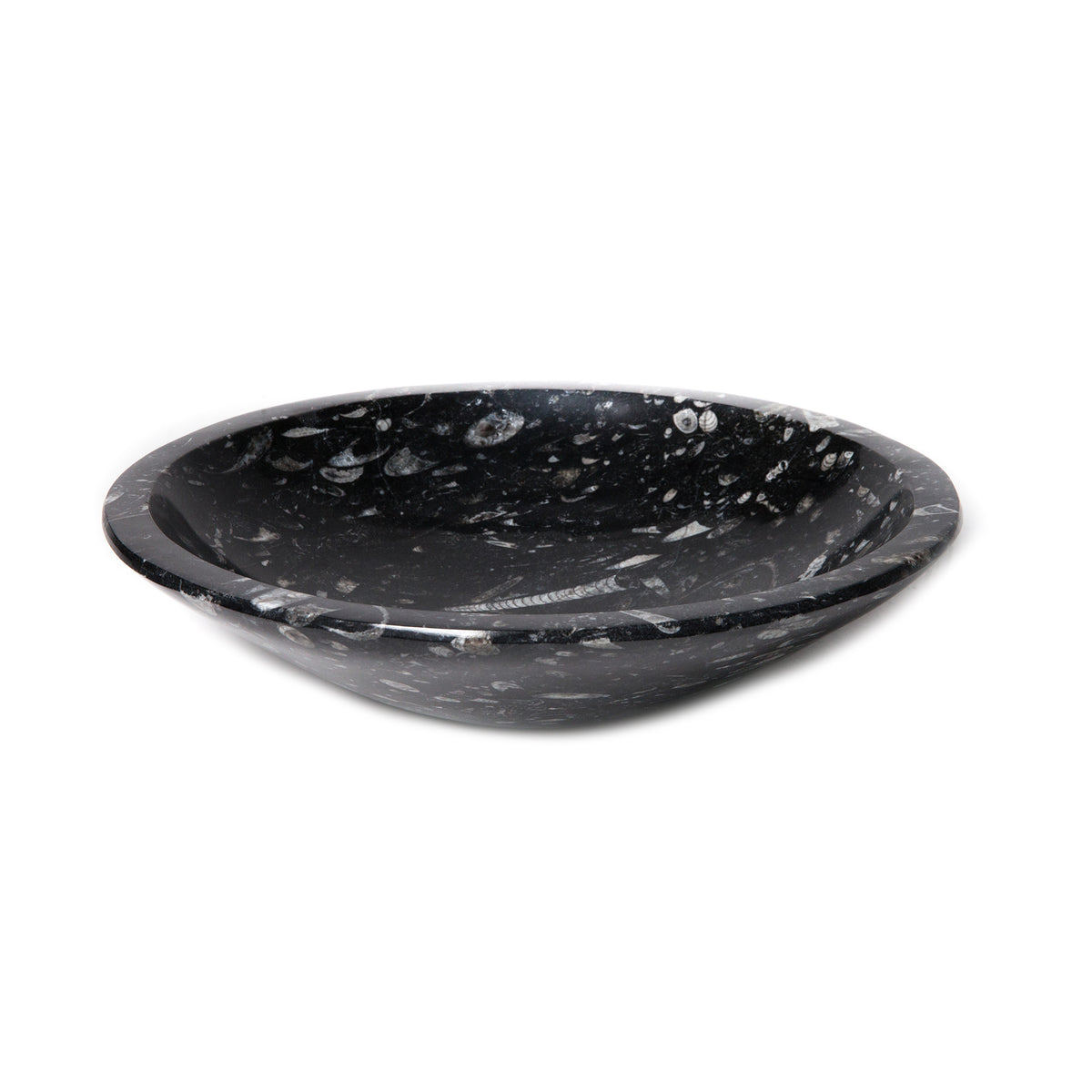 Black Fossil Stone Serving Bowl