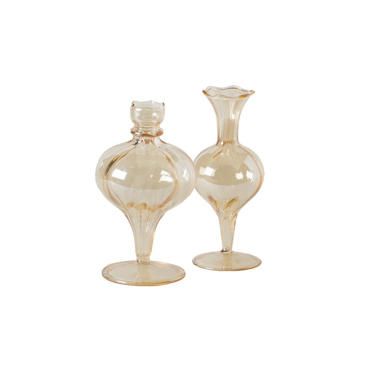 Amber Spherical Vase, Set of 2