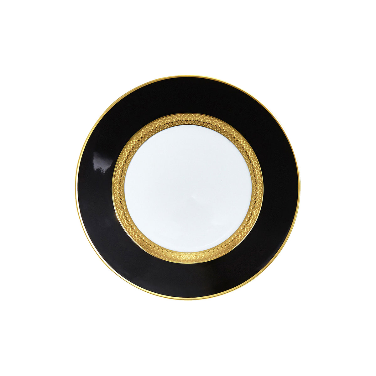 Odyssee Gold with Black Porcelain Dessert Plate
