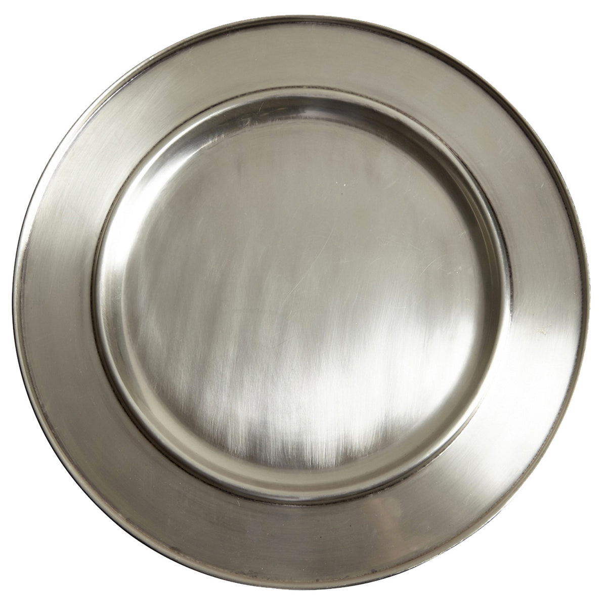 Antiqued Brushed Silver Charger Plate