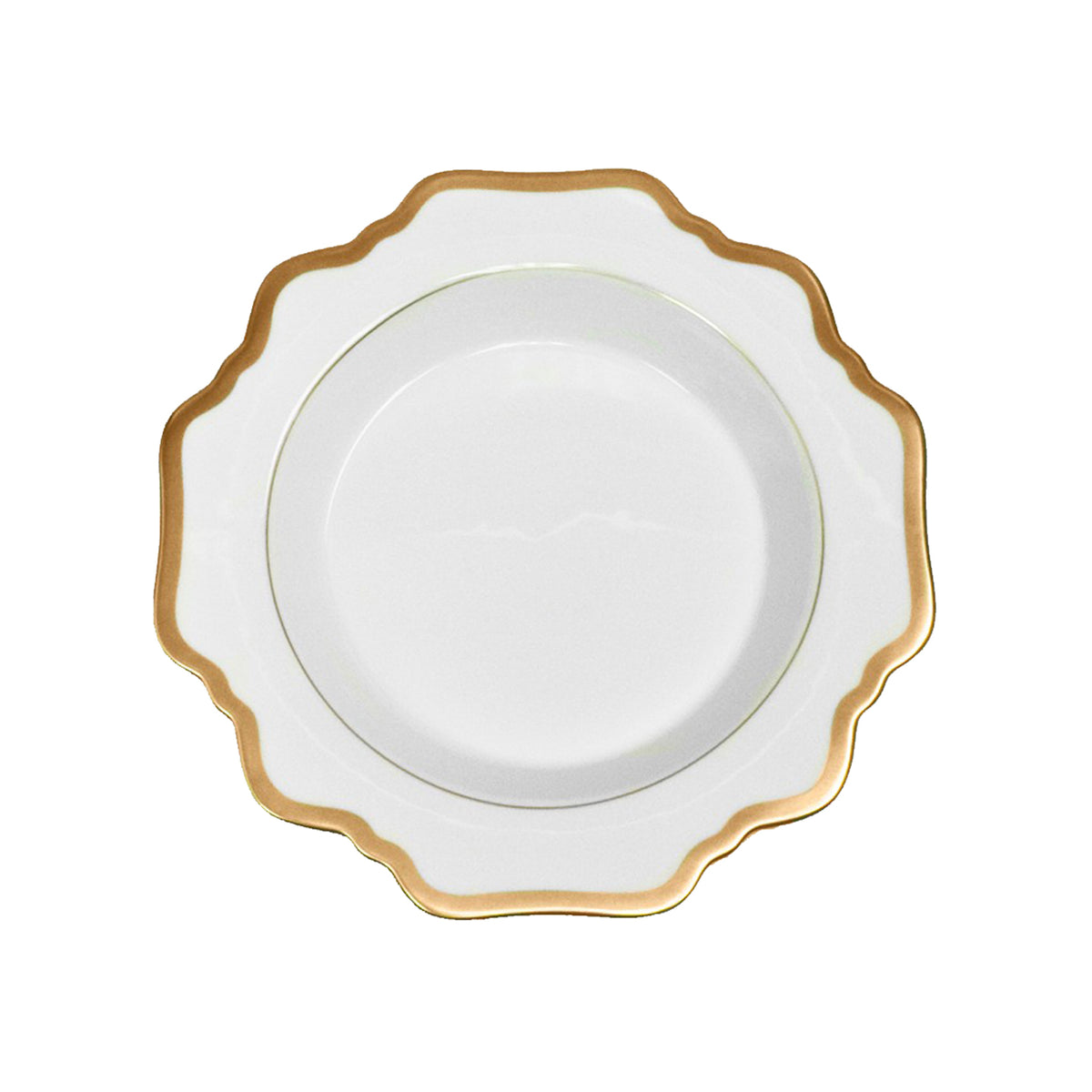 Antique White and Gold Rim Soup Plate