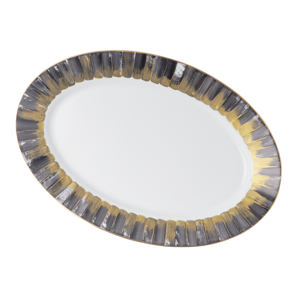 Panache Black and Gold Medium Oval Platter