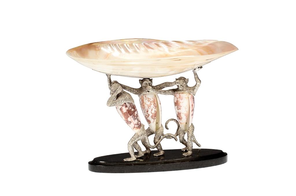 Silver Plated Monkeys with Shell