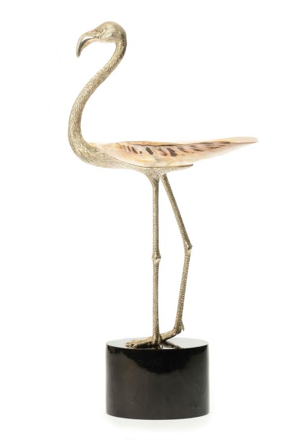 Silver Plated Flamingo with Plate
