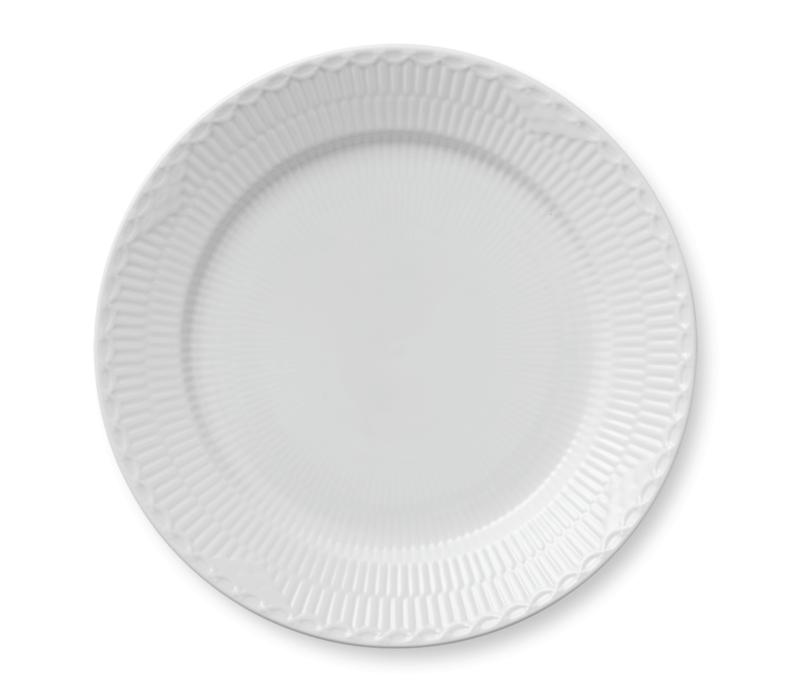 White Fluted Half Lace Dinner Plate