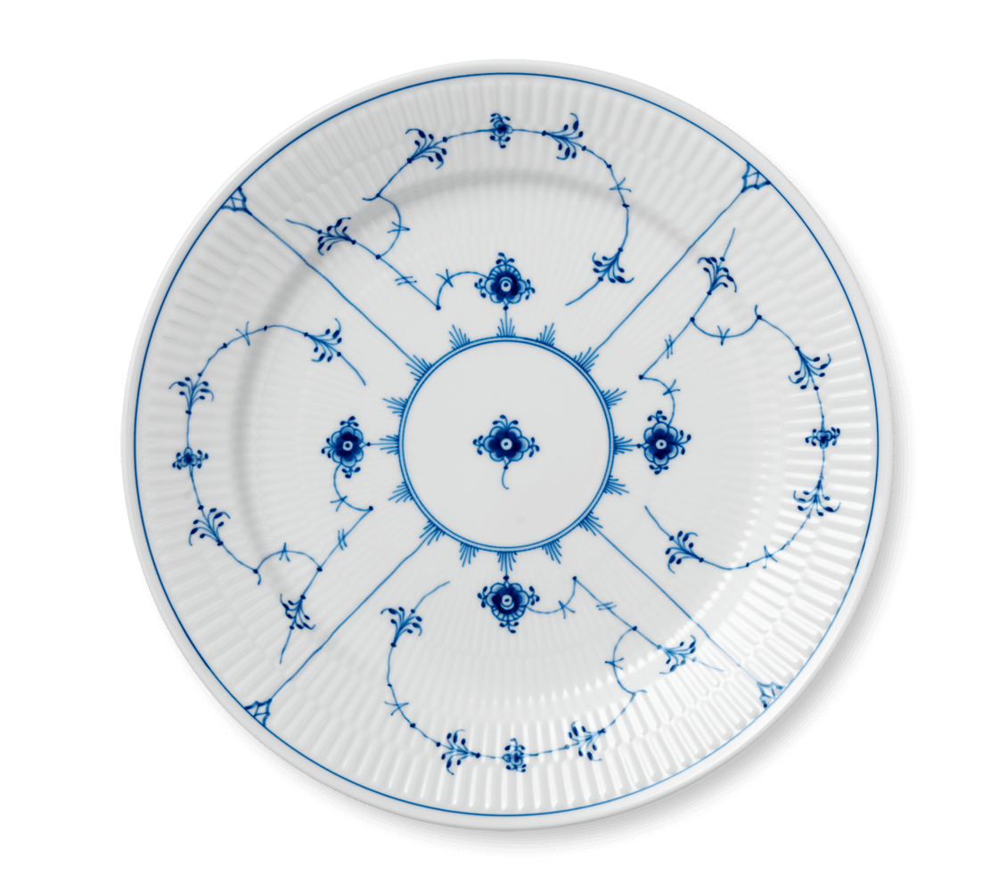 Blue Fluted Plain Dinner Plate - Display Sample