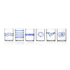Deco Blue Water Glasses, Set of 6