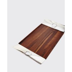 Oh De Christofle Rectangular Tray with Walnut Wood