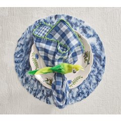 Check Napkin in White, Blue, & Green, Set of 4