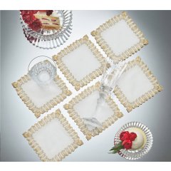 Etoile Cocktail Napkins in White, Gold & Silver, Set of 6