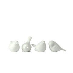 Unglazed Porcelain Sparrows, Set of 4