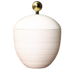 Hemisphere White Sugar Bowl with Gold Accents