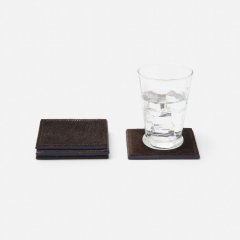 Dark Brown Hair on Hide Coasters, Set of 4